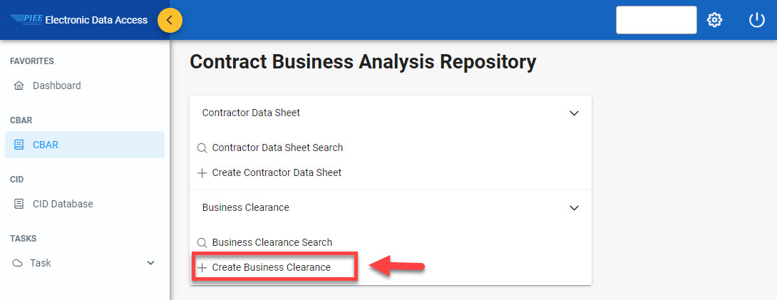The image provides a preview of the Create Business Clearance Record Results Overview.